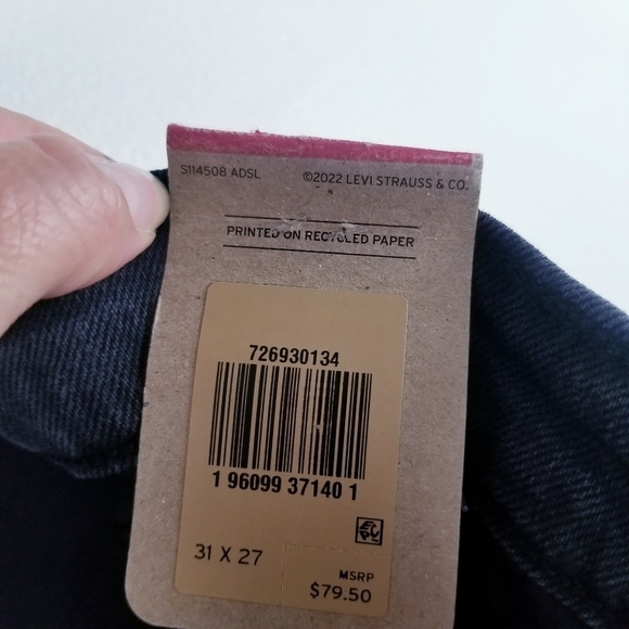 Levi's Black Ribcage Straight Ankle Button Fly Jeans NWT size 31x27 - Picture 7 of 11